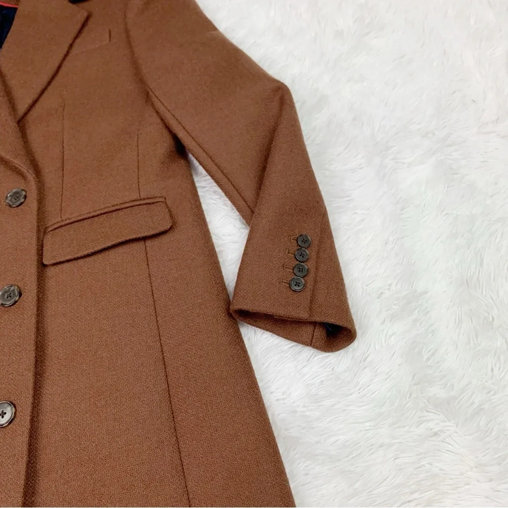 J Crew Double-breasted topcoat in Italian melton wool blend in brown - Picture 4 of 11